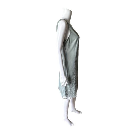 ADRIANNA PAPELL Womens Size US 10 Sage Green Sleeveless Beaded Evening Dress NWT - Picture 3 of 12